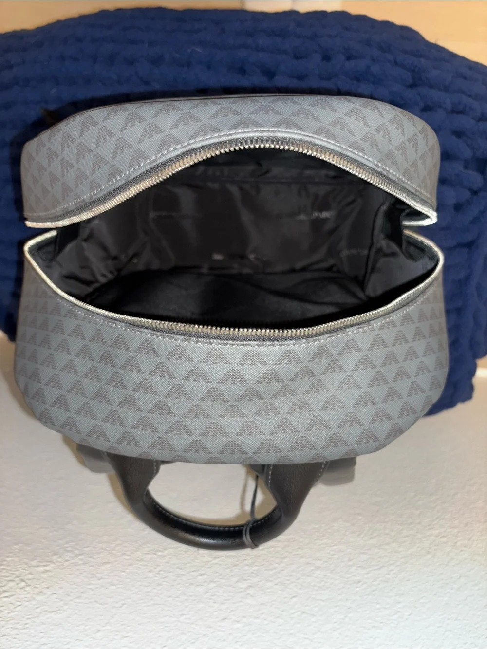 Emporio Armani Black Logo-Print Backpack Interior